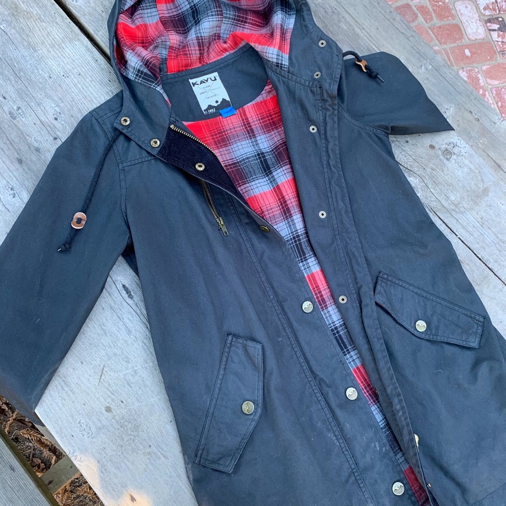 KAVU 100% cotton red flannel lined hooded jacket - Picture 9 of 16